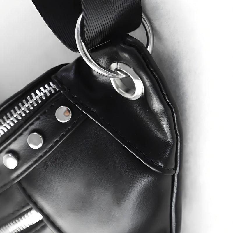 Studded Decor Waist Bag Y2K Style Crossbody Bag Women's PU Leather Purse