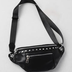 Studded Decor Waist Bag Y2K Style Crossbody Bag Women's PU Leather Purse