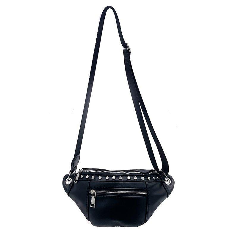 Studded Decor Waist Bag Y2K Style Crossbody Bag Women's PU Leather Purse