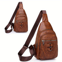 Vintage PU Leather Sling Bag for Outdoor Travel