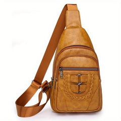 Vintage PU Leather Sling Bag for Outdoor Travel