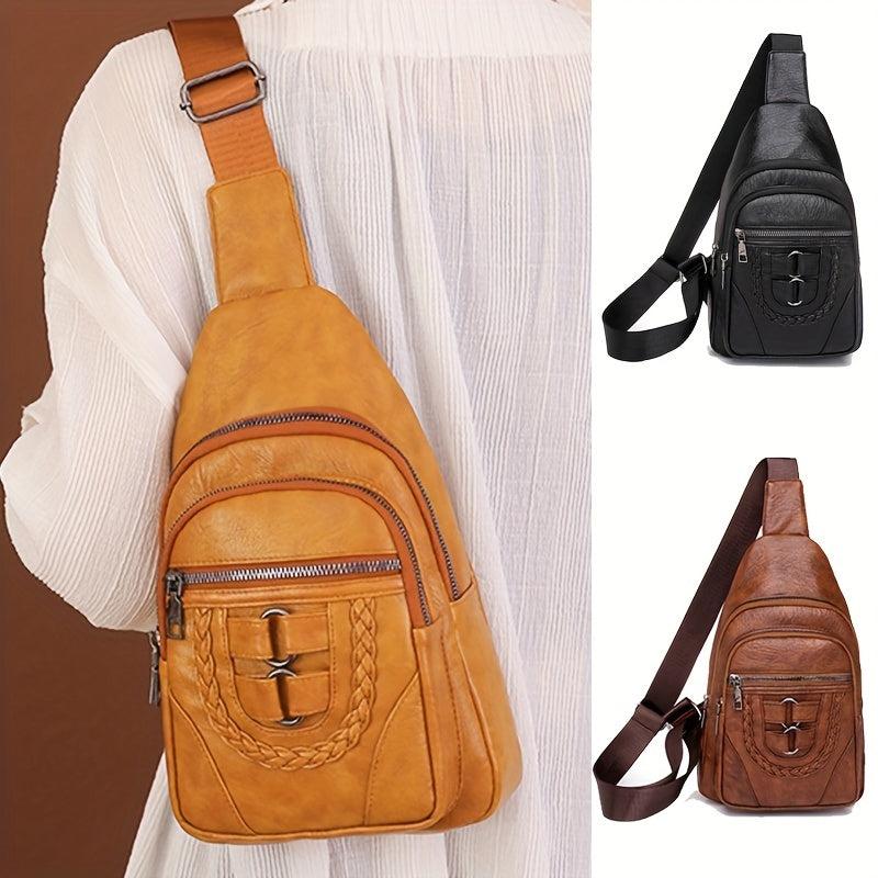 Vintage PU Leather Sling Bag for Outdoor Travel
