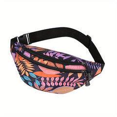 Leaf Pattern Waist Bag Outdoor Travel Crossbody Bag Sports Running Fanny Pack