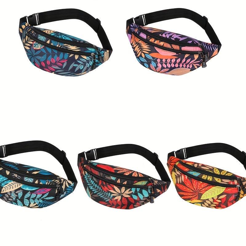 Leaf Pattern Waist Bag Outdoor Travel Crossbody Bag Sports Running Fanny Pack