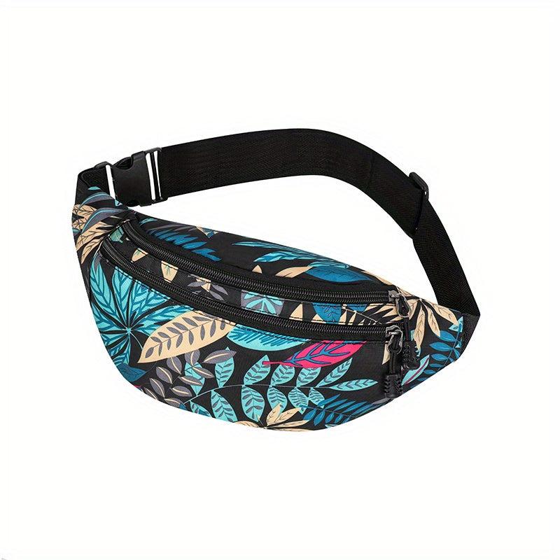 Leaf Pattern Waist Bag Outdoor Travel Crossbody Bag Sports Running Fanny Pack