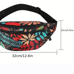 Leaf Pattern Waist Bag Outdoor Travel Crossbody Bag Sports Running Fanny Pack
