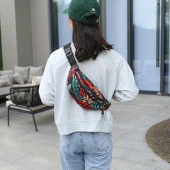 Leaf Pattern Waist Bag Outdoor Travel Crossbody Bag Sports Running Fanny Pack