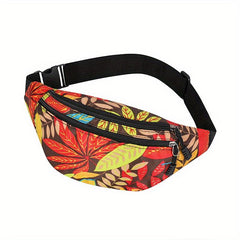 Leaf Pattern Waist Bag Outdoor Travel Crossbody Bag Sports Running Fanny Pack