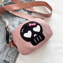 Y2K Skull Pattern Fanny Pack Halloween Ghost Crossbody Bag Punk Style