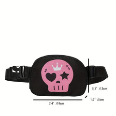 Y2K Skull Pattern Fanny Pack Halloween Ghost Crossbody Bag Punk Style