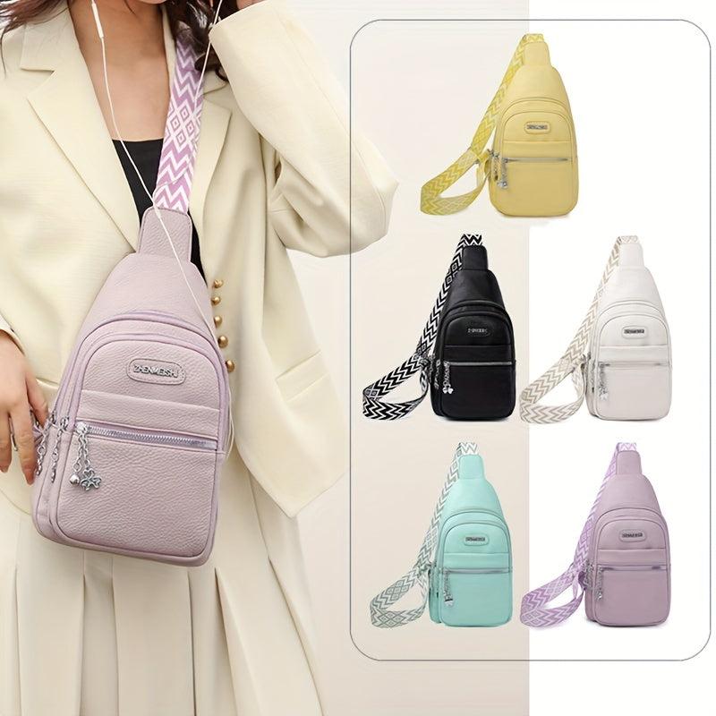 Geometric Strap Chest Bag For Women Travel Sling Bag Crossbody Bag