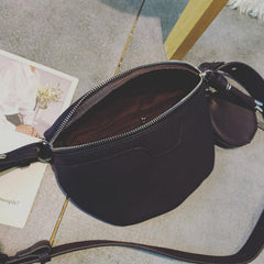 Casual Crossbody Bag with Mini Round Purse PU Leather Textured Fanny Pack