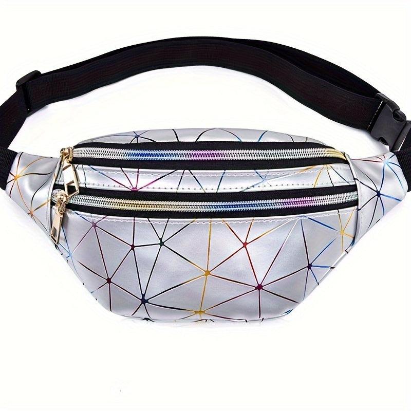 Geometric Pattern Crossbody Bag PU Leather Chest Bag