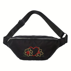 Floral Embroidered Zipper Sling Bag Crossbody Bag Women's