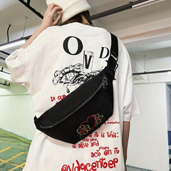 Floral Embroidered Zipper Sling Bag Crossbody Bag Women's