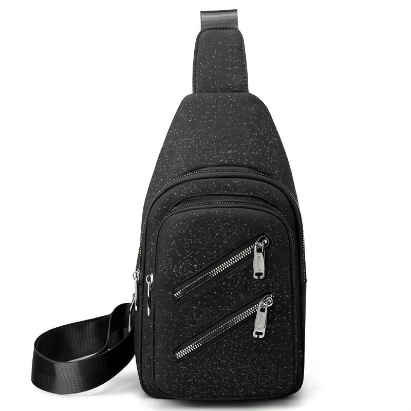 Glitter Solid Chest Bag Durable Nylon Zipper Crossbody Bag