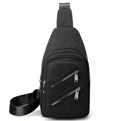 Glitter Solid Chest Bag Durable Nylon Zipper Crossbody Bag