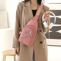 Glitter Solid Chest Bag Durable Nylon Zipper Crossbody Bag