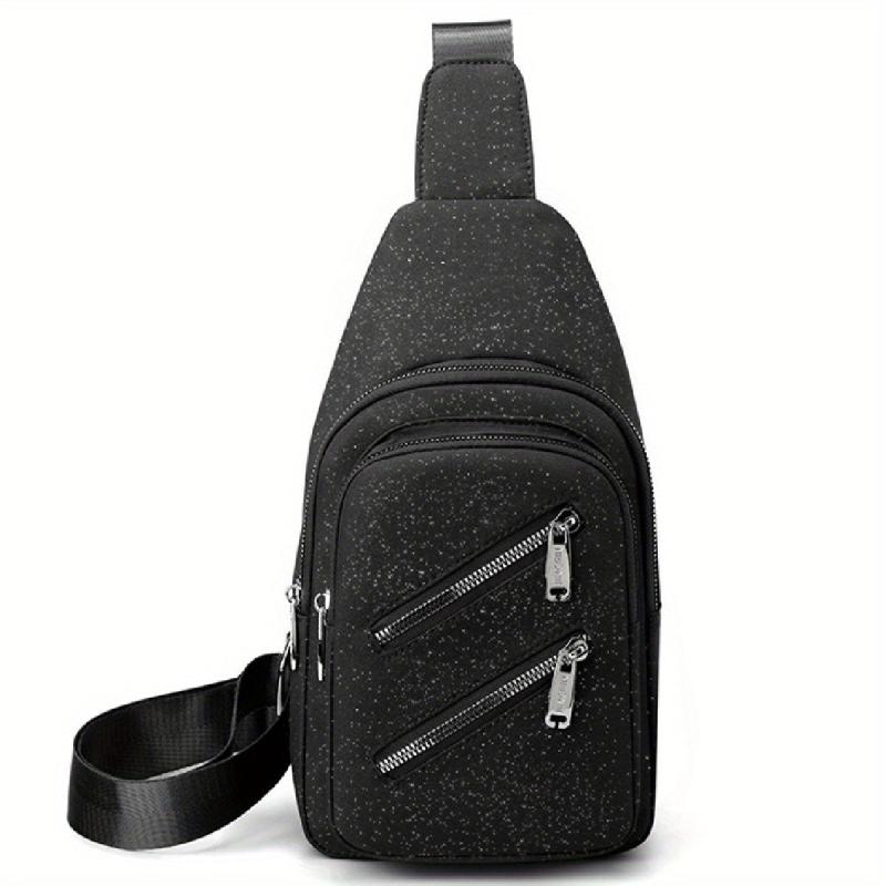 Glitter Solid Chest Bag Durable Nylon Zipper Crossbody Bag