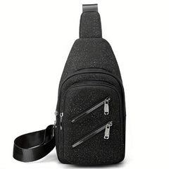 Glitter Solid Chest Bag Durable Nylon Zipper Crossbody Bag