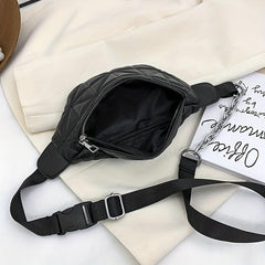 Quilted Solid Chest Bag Adjustable Chian Strap Waist Bag