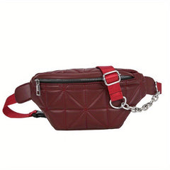 Quilted Solid Chest Bag Adjustable Chian Strap Waist Bag