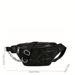 Quilted Solid Chest Bag Adjustable Chian Strap Waist Bag