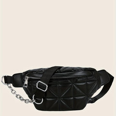 Quilted Solid Chest Bag Adjustable Chian Strap Waist Bag