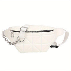 Quilted Solid Chest Bag Adjustable Chian Strap Waist Bag