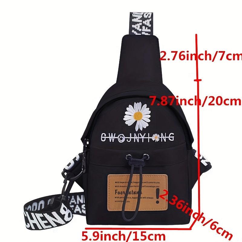 Kpop Style Crossbody Bag Nylon Travel Sports Chest Purse 7.87 Inch