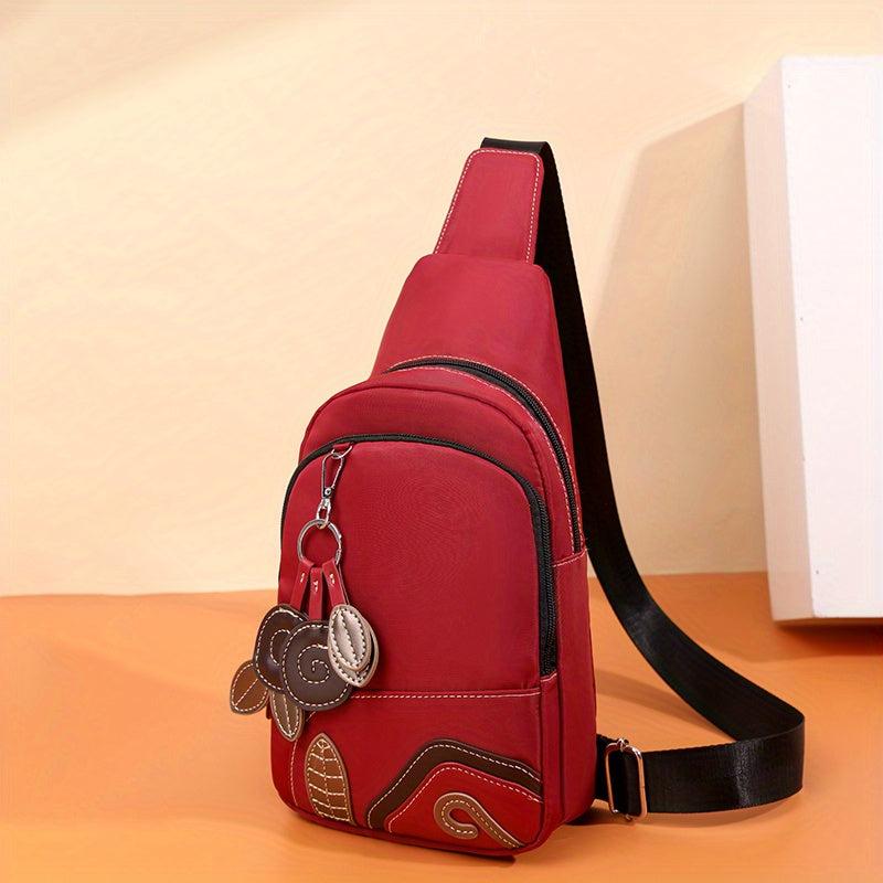Vintage Flower Patch Embroidery Sling Bag Contrast Crossbody Bag