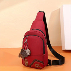 Vintage Flower Patch Embroidery Sling Bag Contrast Crossbody Bag