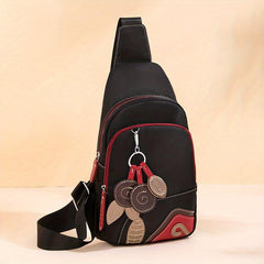 Vintage Flower Patch Embroidery Sling Bag Contrast Crossbody Bag