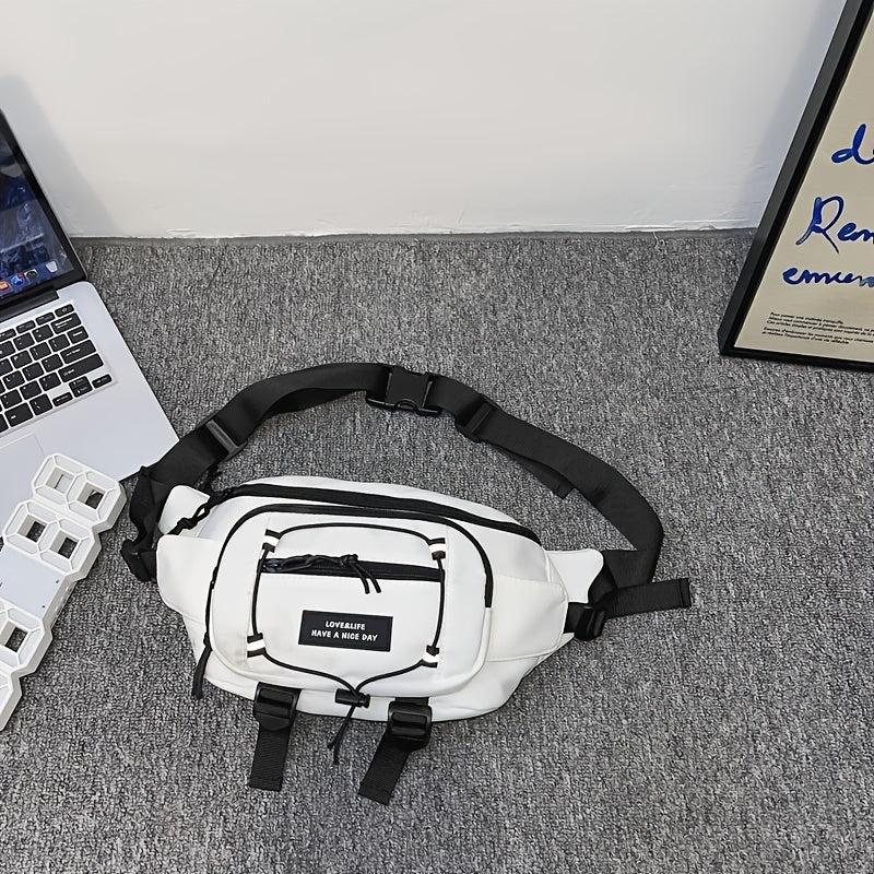 Letter Patch Decor Fanny Pack Crossbody Chest Bag