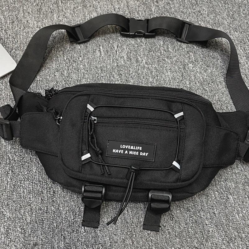 Letter Patch Decor Fanny Pack Crossbody Chest Bag