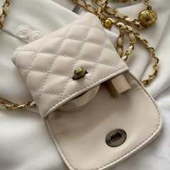 Quilted Chain Crossbody Bag PU Leather Shoulder Bag