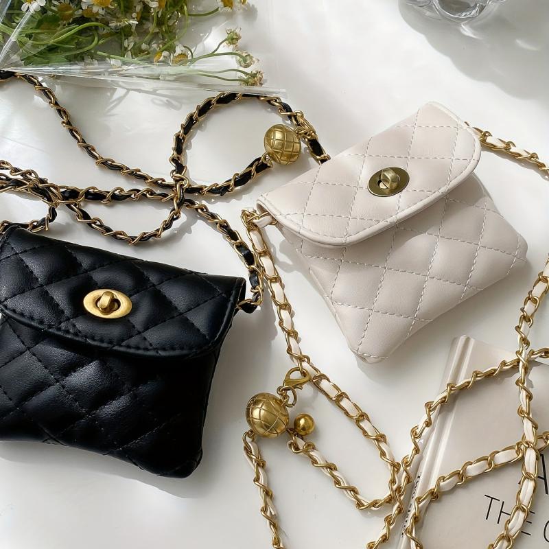 Quilted Chain Crossbody Bag PU Leather Shoulder Bag