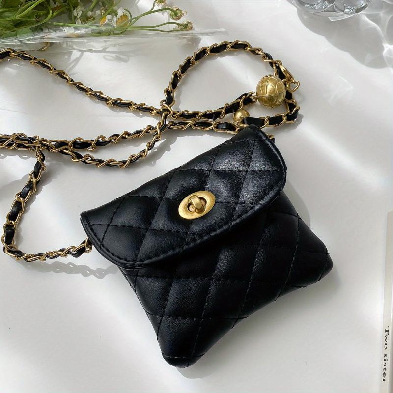 Quilted Chain Crossbody Bag PU Leather Shoulder Bag