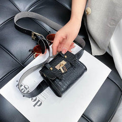 Vintage Crocodile Pattern Waist Bag Retro PU Leather Fanny Pack