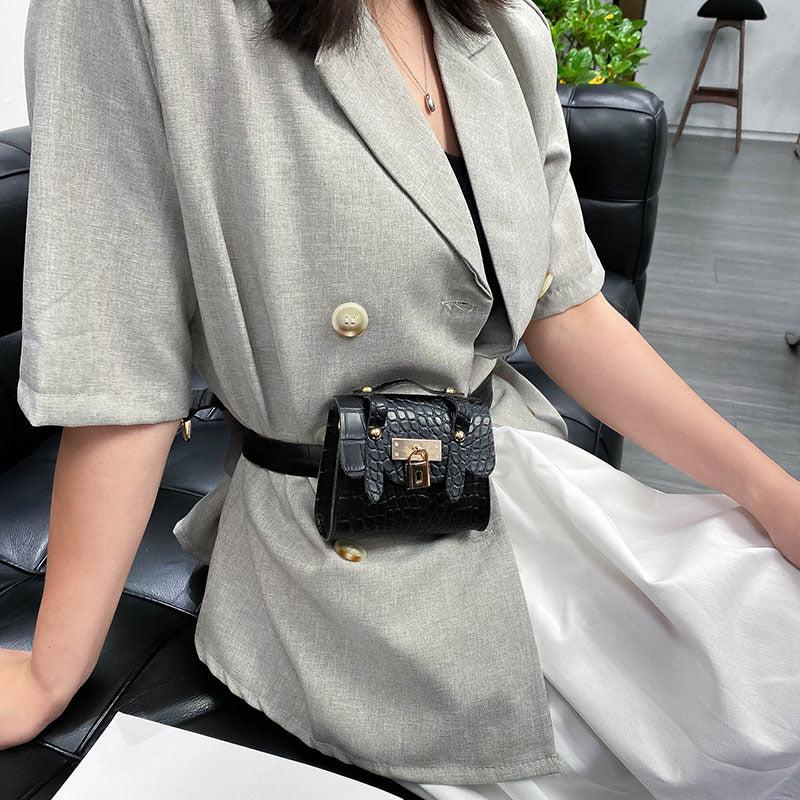 Vintage Crocodile Pattern Waist Bag Retro PU Leather Fanny Pack