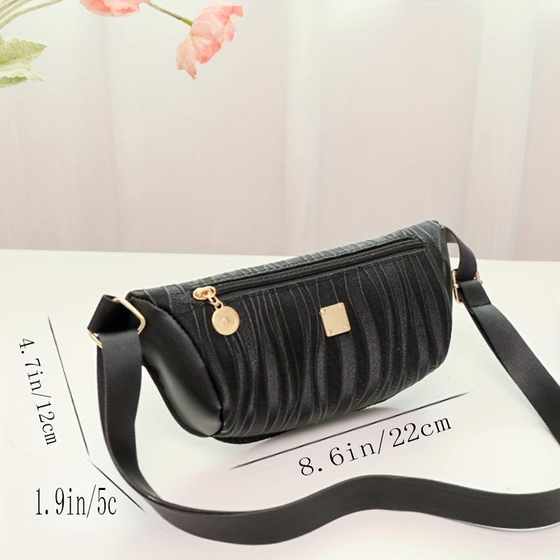 Stripe Embossed Waist Bag Faux Leather Crossbody Bag