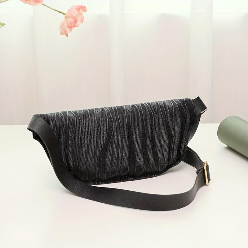 Stripe Embossed Waist Bag Faux Leather Crossbody Bag