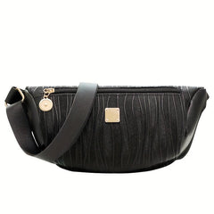 Stripe Embossed Waist Bag Faux Leather Crossbody Bag