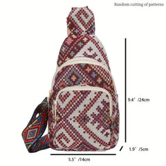 Embroidery Sling Bag Geometric Pattern Chest Bag