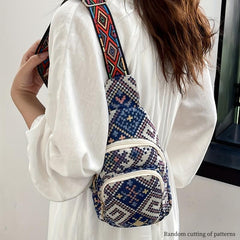 Embroidery Sling Bag Geometric Pattern Chest Bag