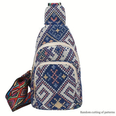 Embroidery Sling Bag Geometric Pattern Chest Bag