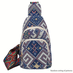 Embroidery Sling Bag Geometric Pattern Chest Bag