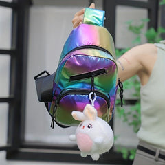 Laser Sling Zipper Bag Crossbody Bag Outdoor Sports Storage Bag