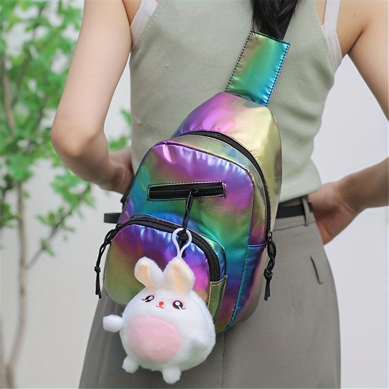 Laser Sling Zipper Bag Crossbody Bag Outdoor Sports Storage Bag