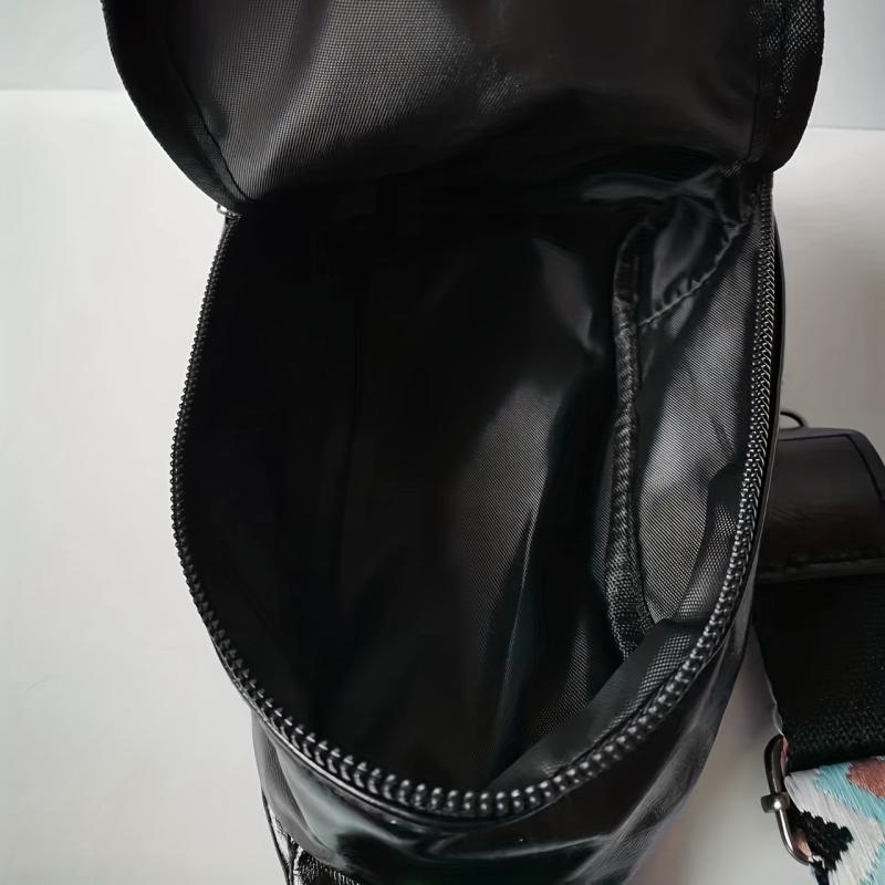 Vintage Sling Bag with Geometric Strap